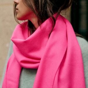 NWT Sezane Cécile Wool Scarf, Bright Pink
